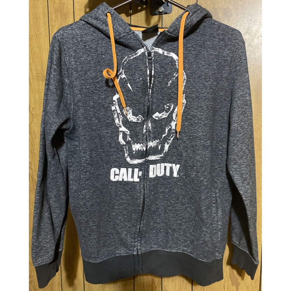 2016 Call of Duty Black Ops Sz Small Gray Black Full Zip Hoodie Sweatshirt Skull
